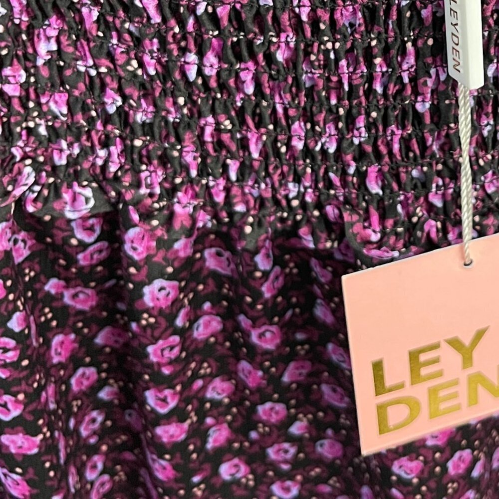 Leyden Women's Floral Mini Smocked Cocktail Dress in Purple Size S - Picture 8 of 10